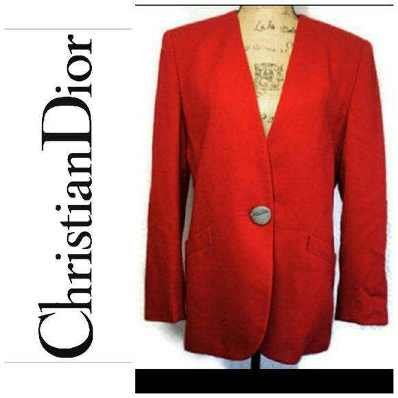 Dior Jackets & Blazers - Vintage Christian Dior Red Wool Blazer Jacket